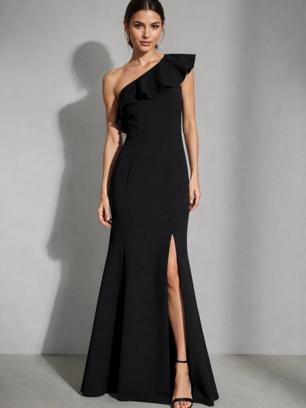 Revolve LIKELY Kane Black Ruffle Maxi Gown Dress Size 6